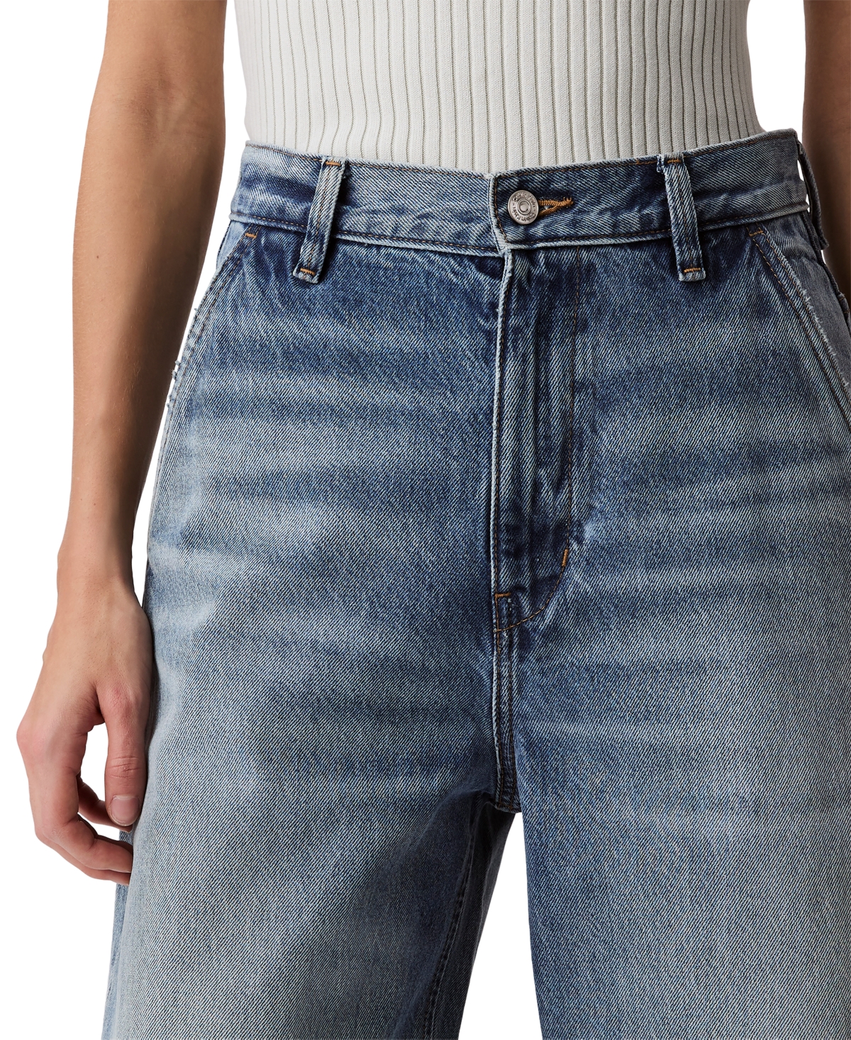 Shop Calvin Klein Jeans Est.1978 Women's High Rise Barrel-leg Rigid Jeans In Gold Dust