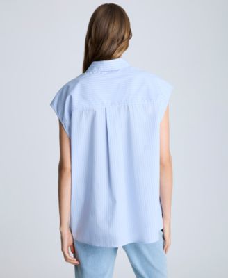 Women's Cotton Striped Drop-Shoulder Shirt