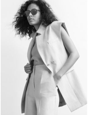 売れ筋商品|||ケネスコール カットソー トップス レディース Women's Layered Vest With Detachable Front Shirt Lt Bronze / Pure White Kenneth Cole Women's Layered Vest With Detachable Front