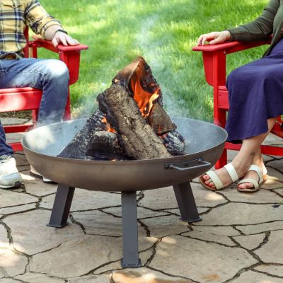 Outdoor Camping or Backyard Round Cast Iron Rustic Fire Pit Bowl with Handles