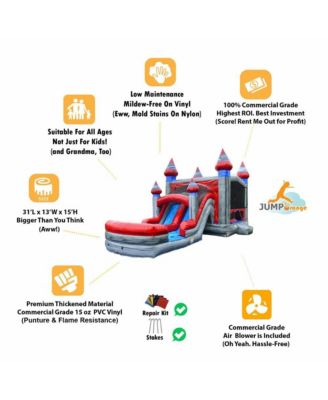 Titanium Commercial Grade Bounce House Water Slide Combo with Pool for Kids and Adults (with Blower), Basketball Hoop, Wet Dry Use, Outdoor Indoor, Birthday Party, Rental Quality