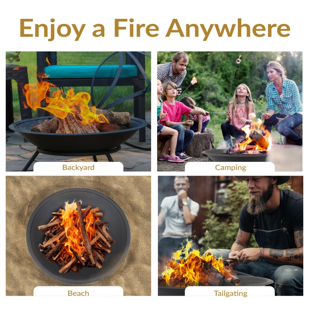 Outdoor Replacement Steel Fire Pit Bowl with Spark Screen