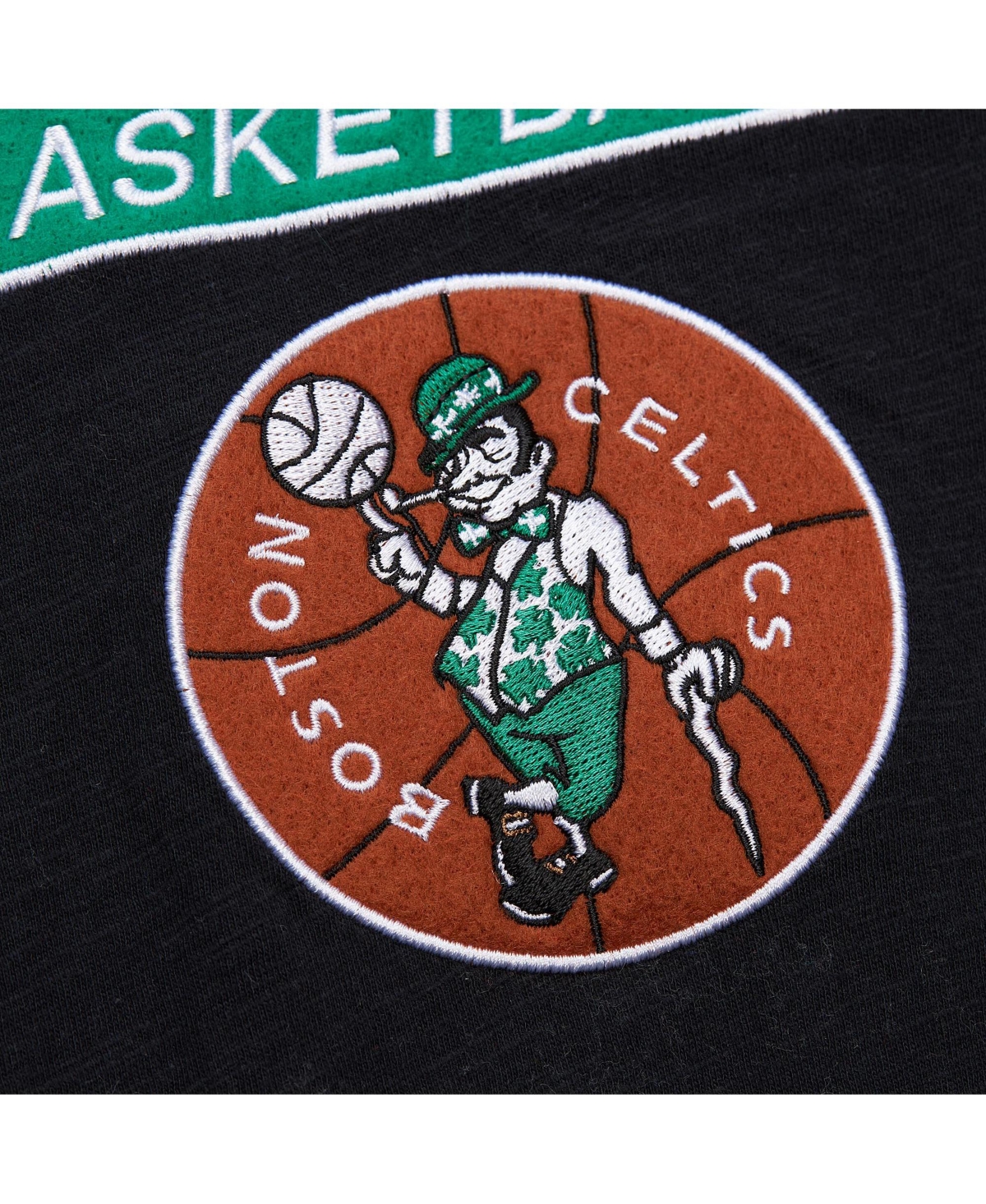 Mitchell & Ness Men's Black Boston Celtics Hardwood Classics Felt Applique Slub T-shirt In Black