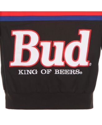Men's Black/Red Ken Schrader Bud King of Beers Twill Driver Uniform Full-Snap Jacket