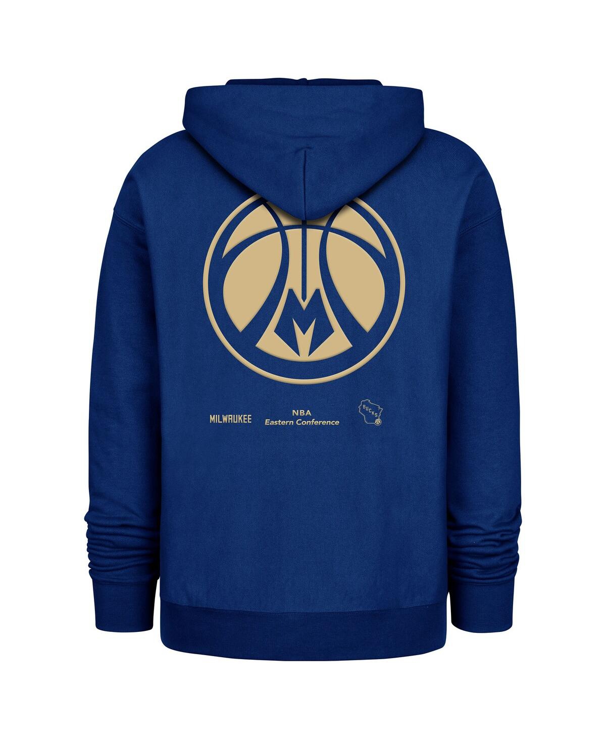 Shop 47 Brand Men's Royal Milwaukee Bucks 2024/25 City Edition Double Crossover Foundation Pullover Hoodie