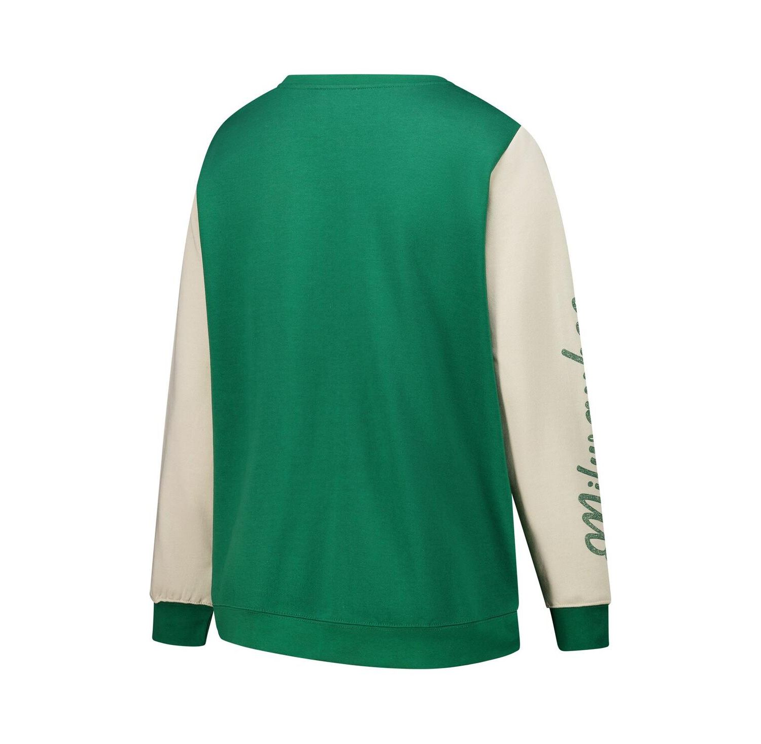Women's Hunter Green Milwaukee Bucks Plus Size Oversized Rise Andie Pullover Sweatshirt