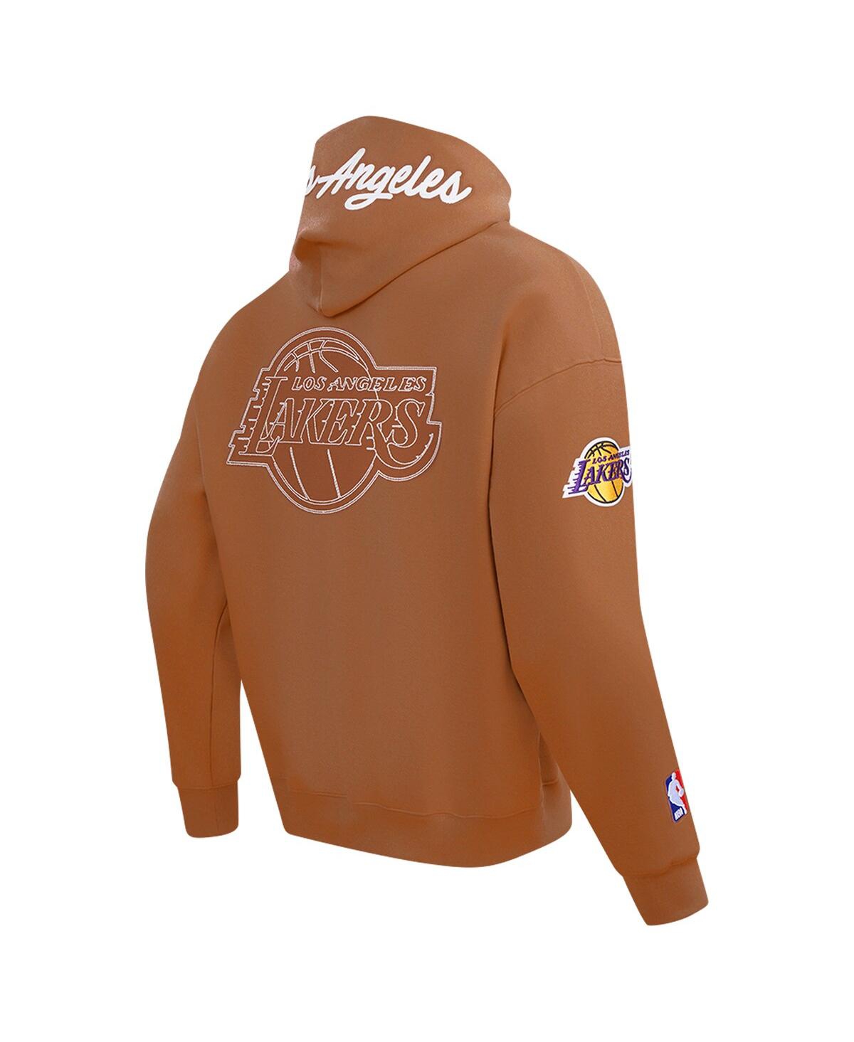 Pro Standard Brown Los Angeles Lakers Paint The City Drop Shoulder Pullover Hoodie In Brown