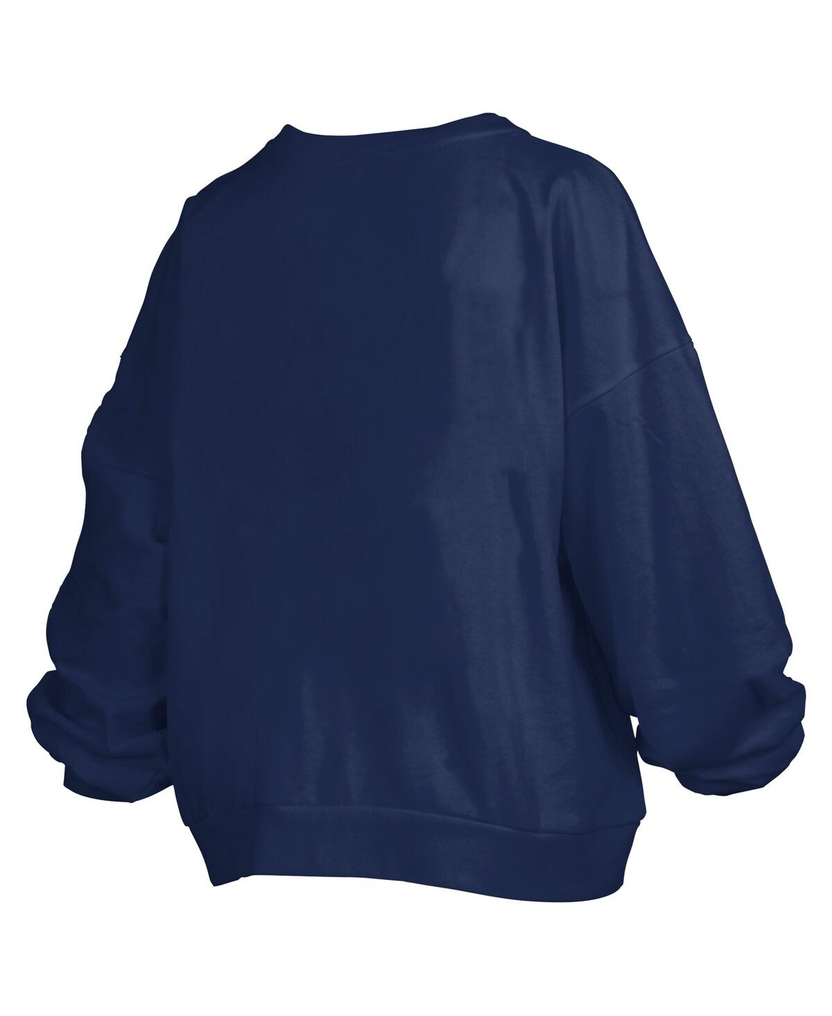 PRESSBOX WOMEN'S NAVY PENN STATE NITTANY LIONS BIG AUG SCRIPT JANICE OVERSIZED PULLOVER SWEATSHIRT 