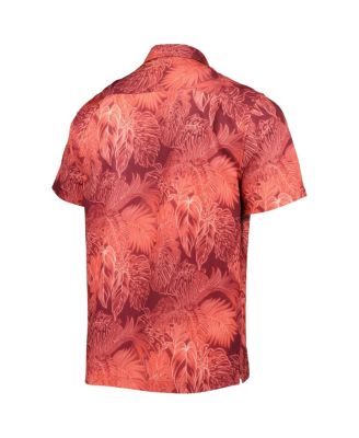 Men's Scarlet Ohio State Buckeyes Big Tall Coast Luminescent Fronds IslandZone Button-Up Camp Shirt