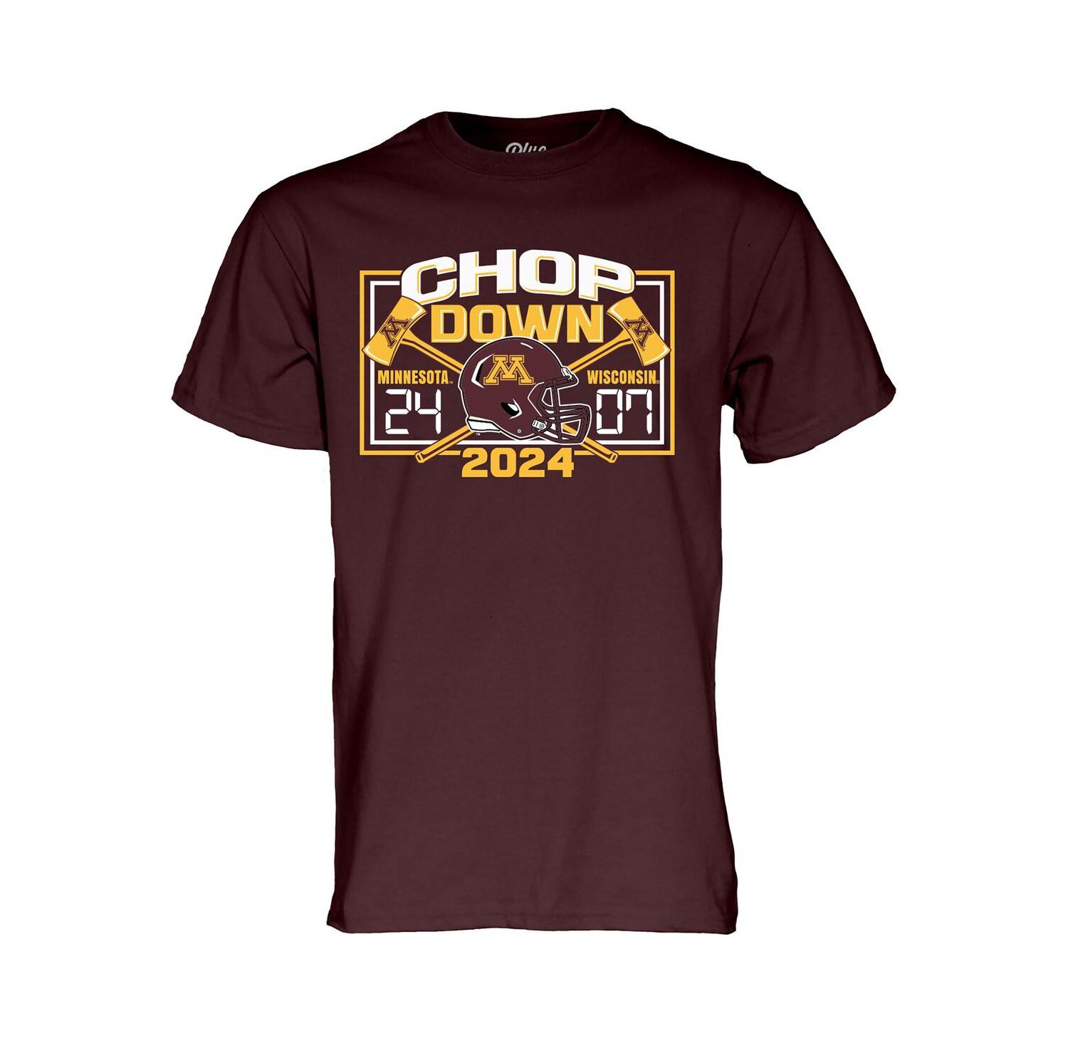 Men's and Women's Maroon Minnesota Golden Gophers vs. Wisconsin Badgers 2024 Paul Bunyan's Axe Score T-Shirt