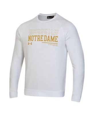 Men's White Notre Dame Fighting Irish 2024/25 Sideline Wordmark Rival Raglan Pullover Sweatshirt
