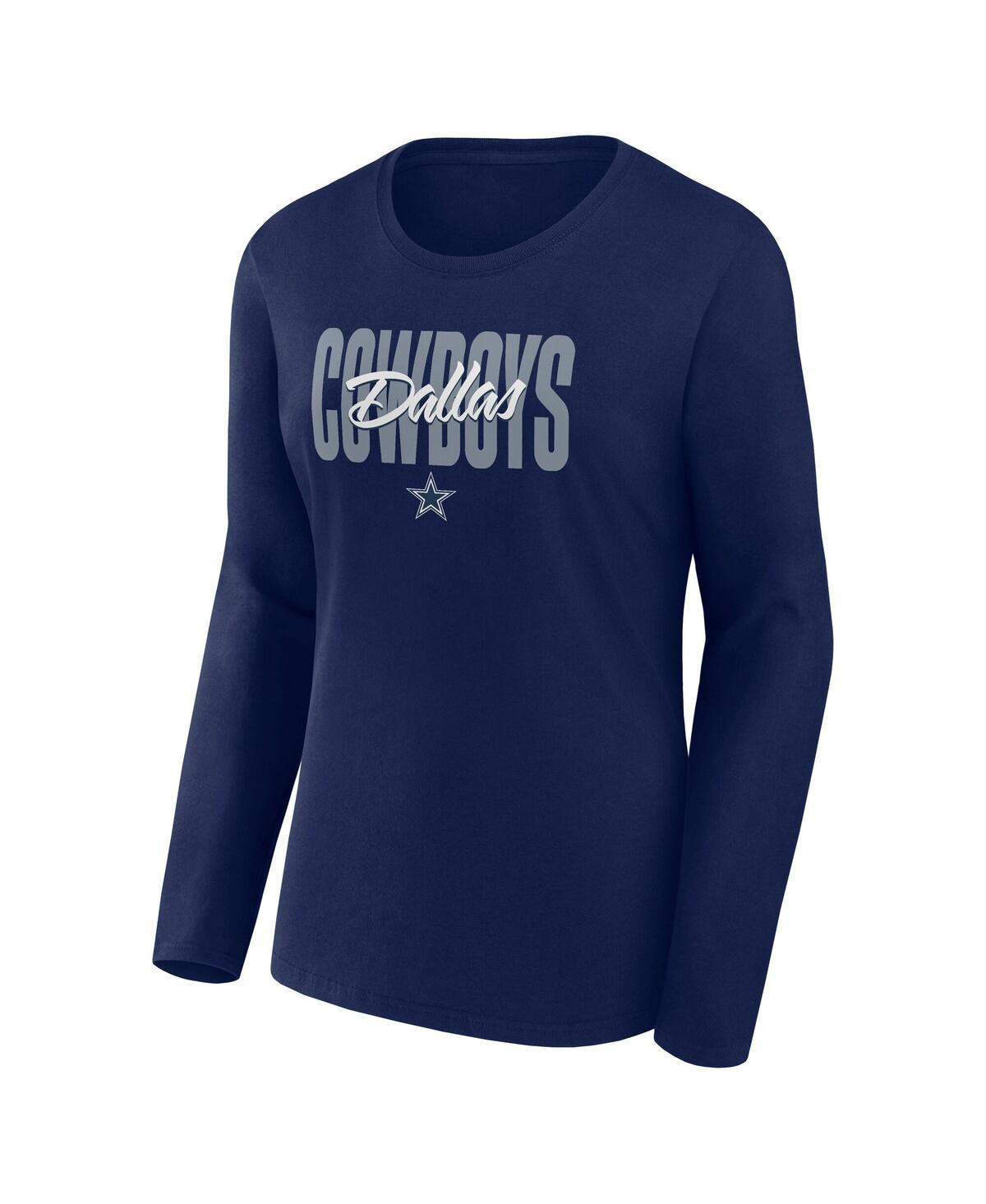 Fanatics Women's Navy Dallas Cowboys Long Sleeve Scoop Neck T-shirt In Navy