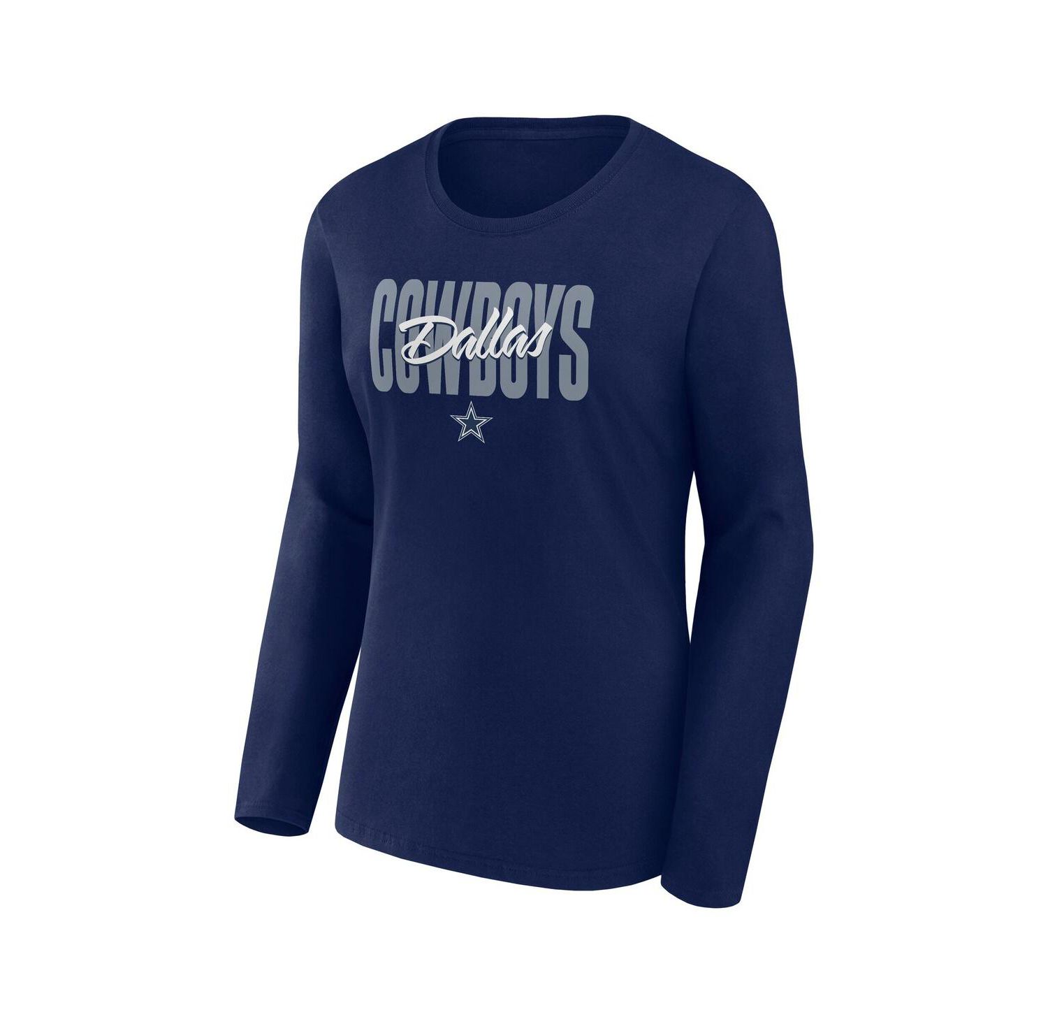 Women's Navy Dallas Cowboys Long Sleeve Scoop Neck T-Shirt