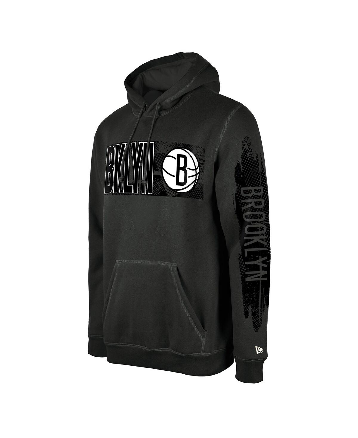 NEW ERA MEN'S BROOKLYN NETS CHARCOAL TIP-OFF COLLECTION PULLOVER HOODIE 