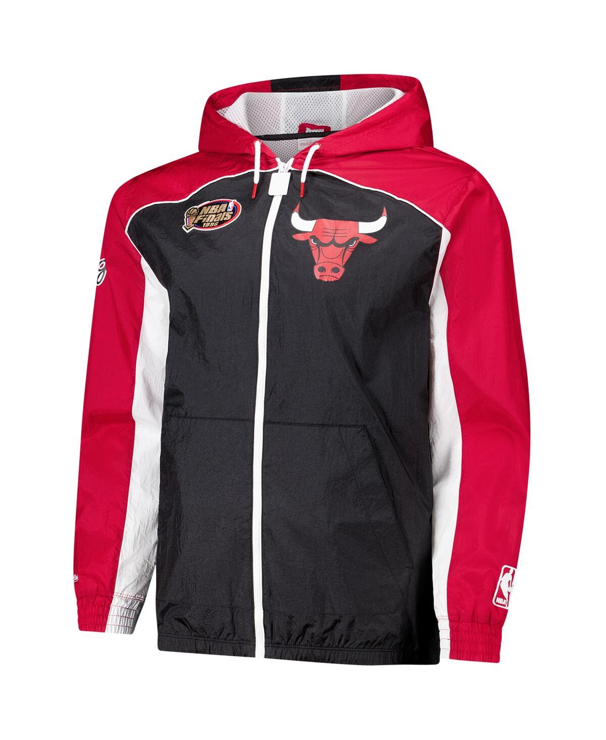 Mitchell & Ness Men's Black/red Chicago Bulls Hardwood Classics Big Shot Premium Full-zip Windbreaker Jacket In Black,red