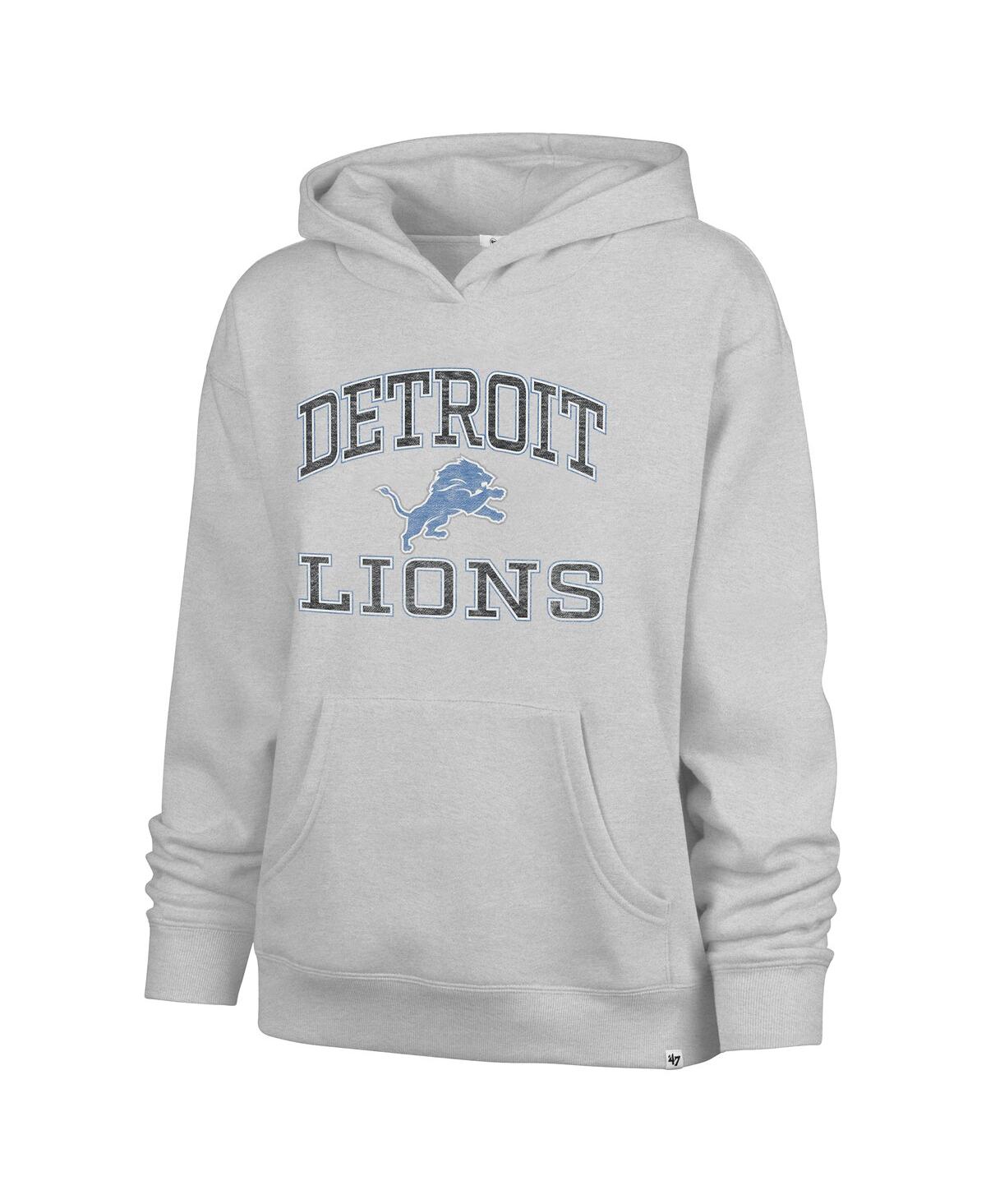 47 BRAND WOMEN'S GRAY DETROIT LIONS CLARITY NAOMI PULLOVER HOODIE 