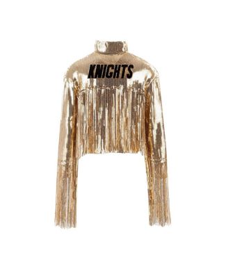 Cuce Women's Gold Vegas Golden Knights Cropped Sequin Fringe Jacket