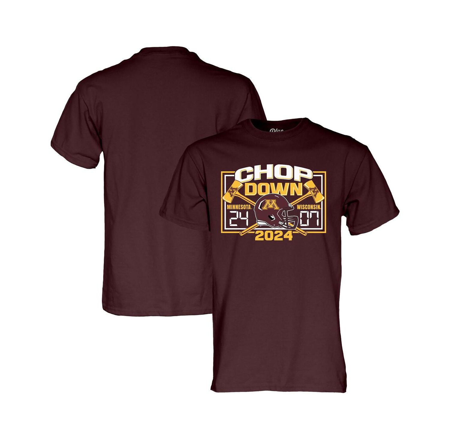 Men's and Women's Maroon Minnesota Golden Gophers vs. Wisconsin Badgers 2024 Paul Bunyan's Axe Score T-Shirt