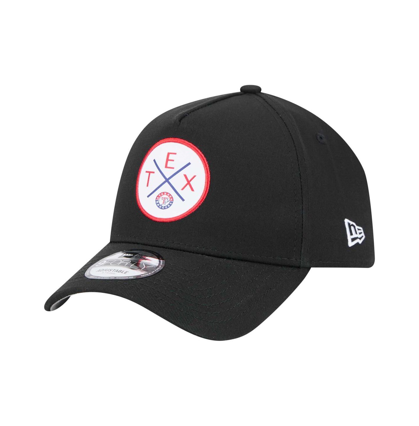 Мужская кепка New Era Black Texas Rangers 9FORTY A-Frame Adjustable Hat — фото 1
