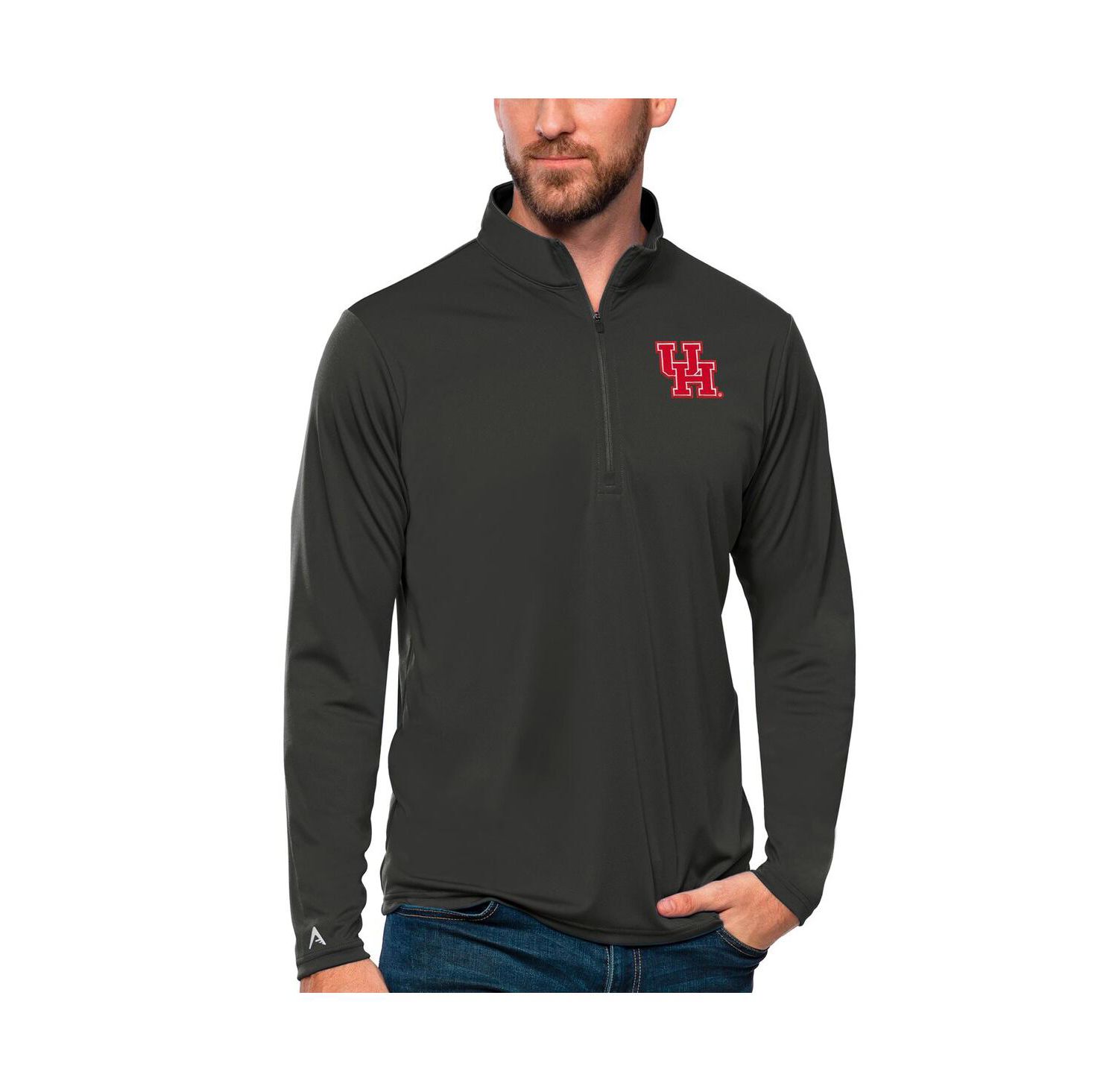 Men's Charcoal Houston Cougars Tribute Quarter-Zip Top