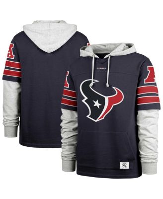 '47 Brand - Men's Navy Houston Texans Double Header Blitz Cornerback Pullover Hoodie