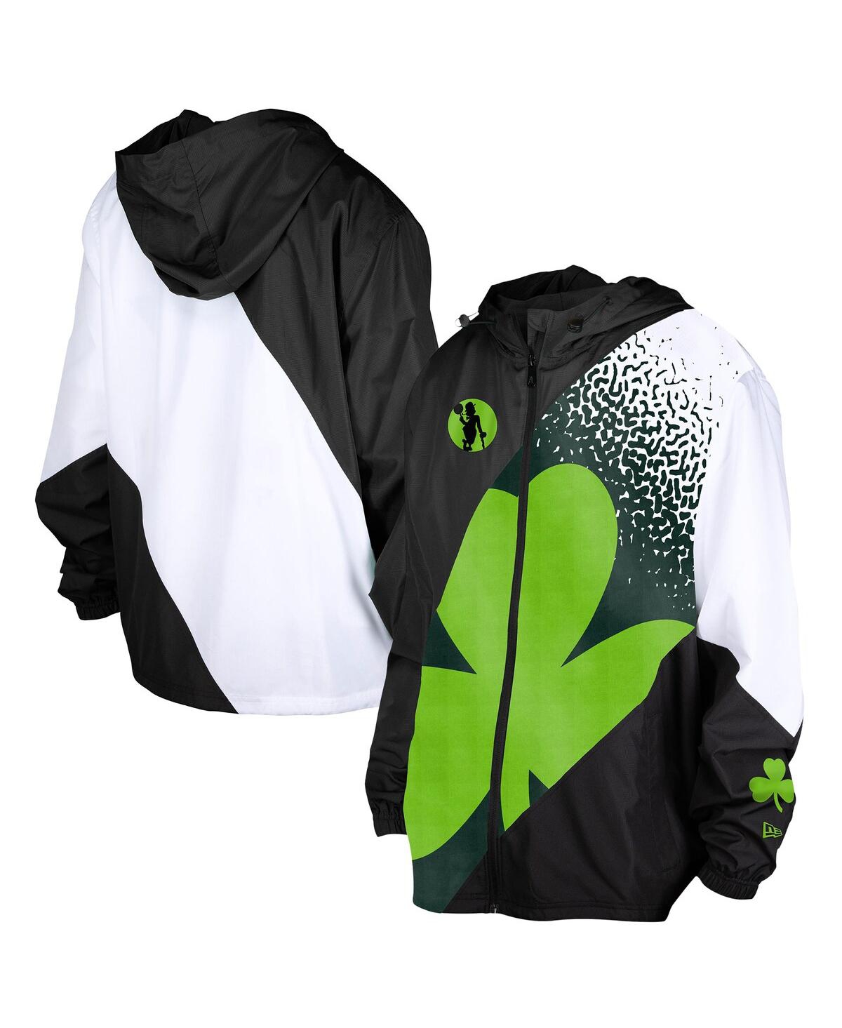 NEW ERA MEN'S BLACK BOSTON CELTICS 2024/25 CITY EDITION FULL-ZIP WINDBREAKER JACKET 