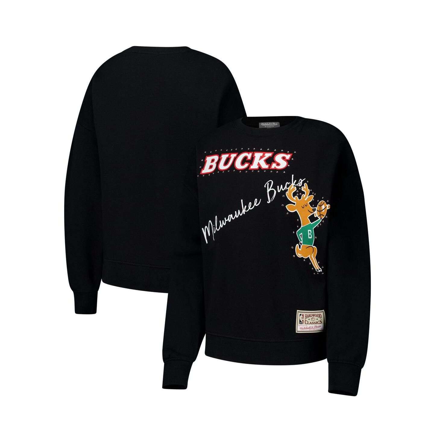 Женская толстовка Mitchell & Ness Black Milwaukee Bucks Hardwood Classics Home Team Pullover — фото 1