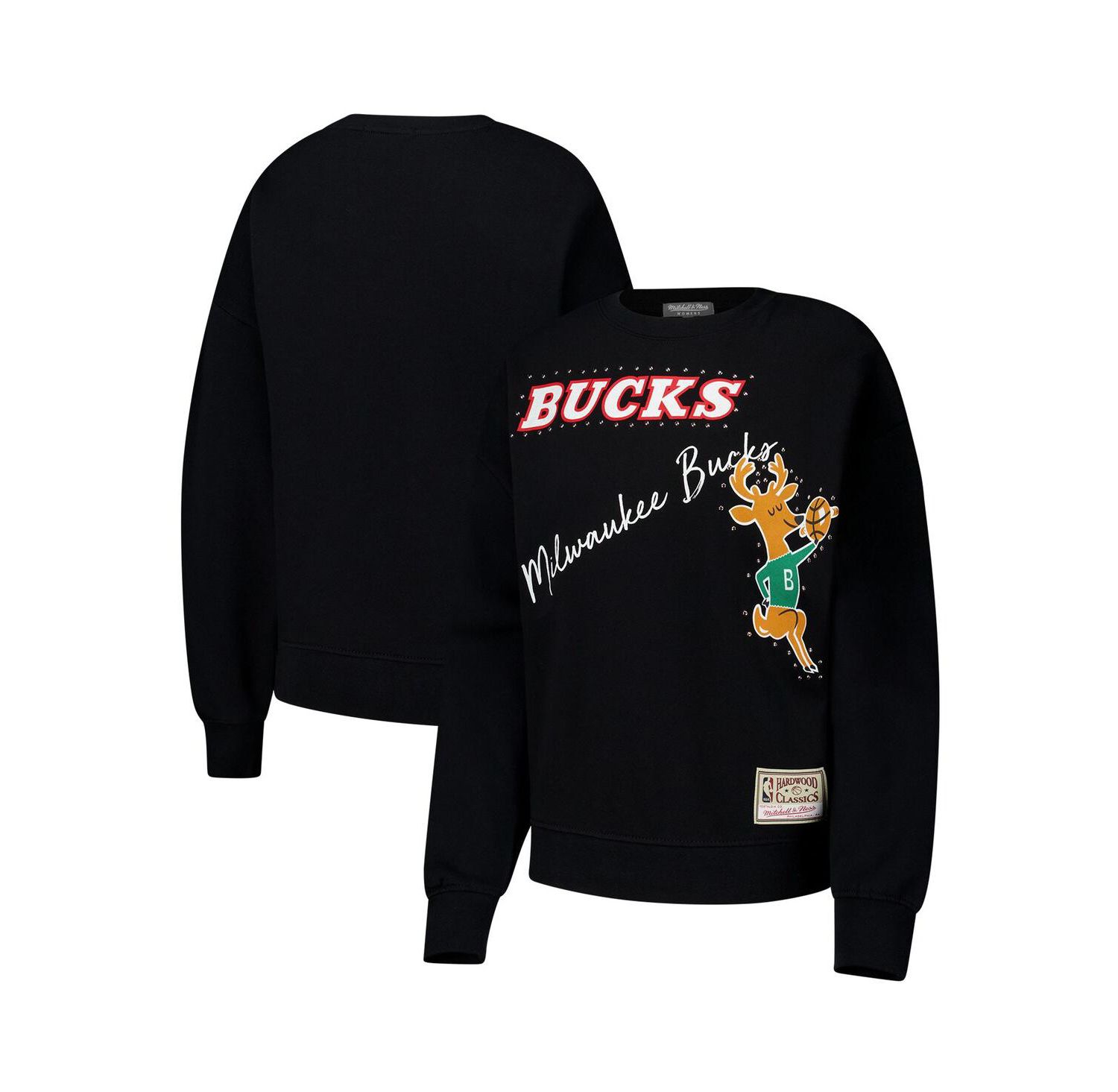 Women's Black Milwaukee Bucks Hardwood Classics Home Team Pullover Sweatshirt