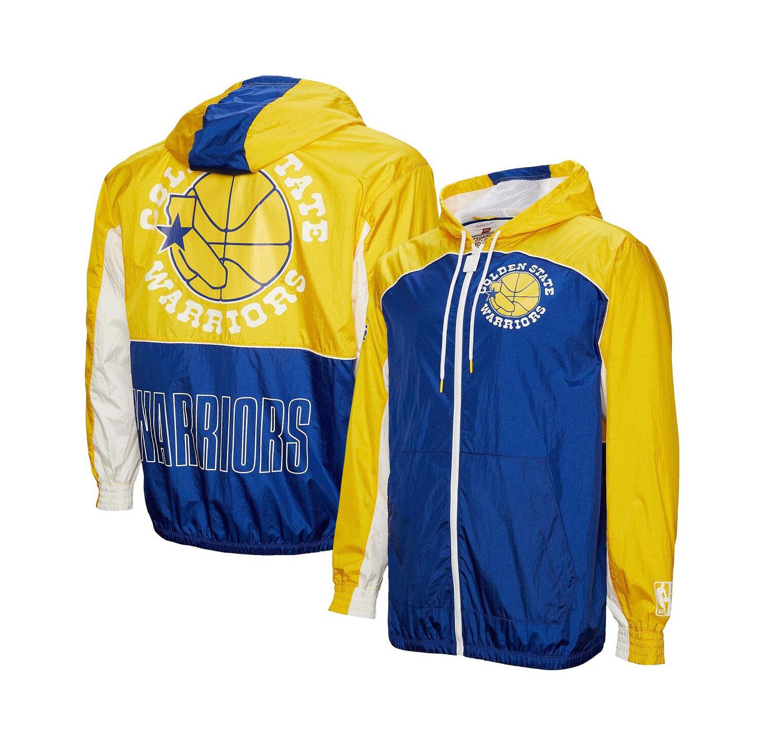 Men's Royal/Yellow Golden State Warriors Hardwood Classics Big Shot Premium Full-Zip Windbreaker Jacket