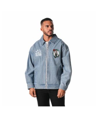 The Wild Collective Mens and Womens Blue Boston Celtics Coaches Full-Zip Denim Jacket 26790₽