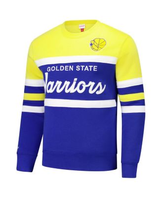 Men's Royal/Gold Golden State Warriors Hardwood Classics Vintage Logo Head Coach Pullover Sweatshirt