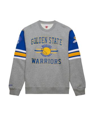 Men's Heather Gray Golden State Warriors Hardwood Classics All Over 4.0 Pullover Sweatshirt