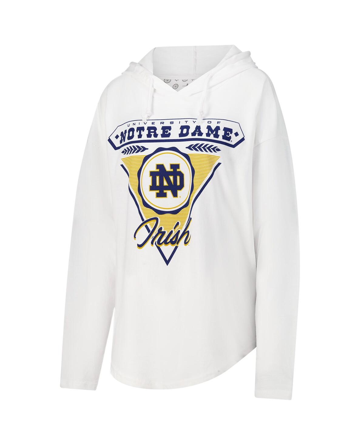 PRESSBOX WOMEN'S WHITE NOTRE DAME FIGHTING IRISH SAN BRUNO HOODIE LONG SLEEVE T-SHIRT 