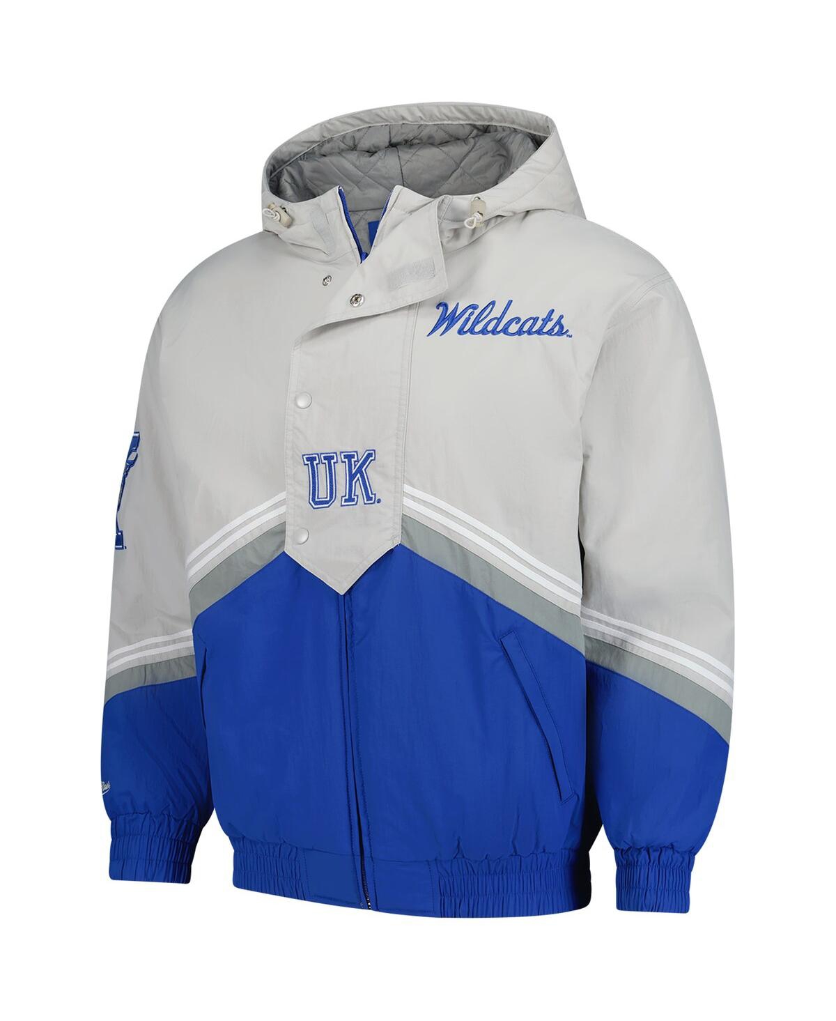 Mitchell & Ness Men's Gray/royal Kentucky Wildcats Throw It Back Retro Full-zip Windbreaker Jacket In Gray,royal