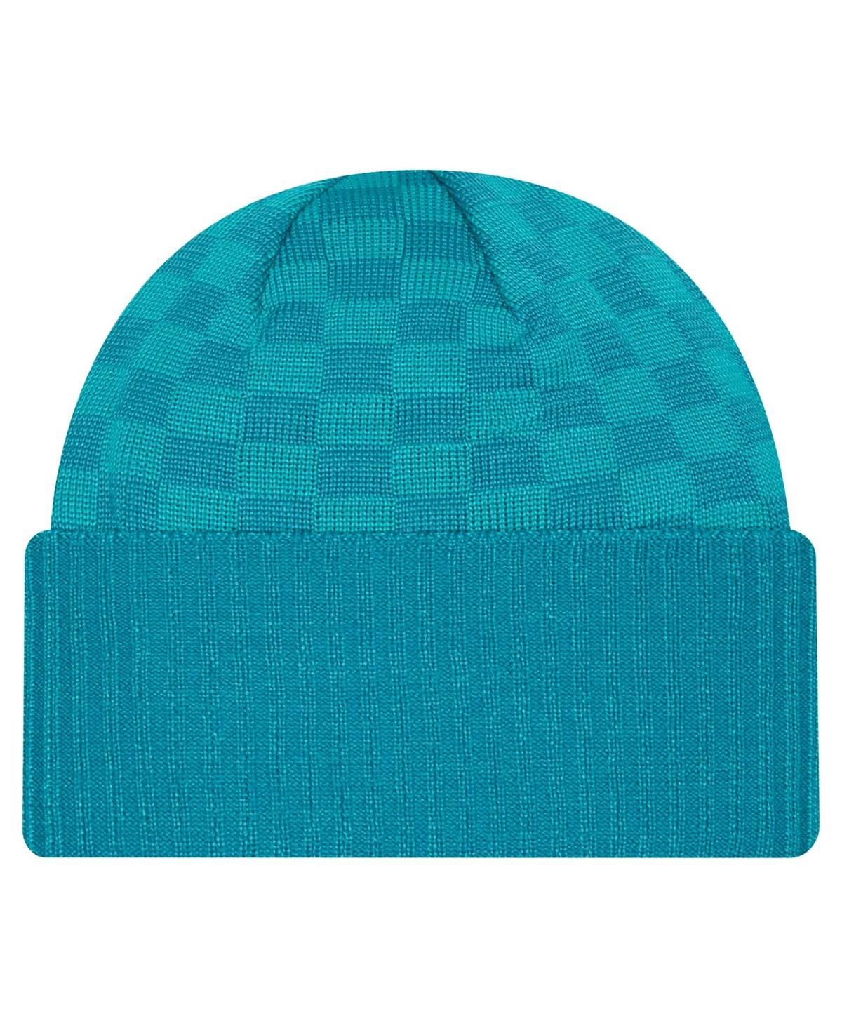 New Era Men's Aqua Miami Dolphins Checkered Cuffed Knit Hat In Aqua