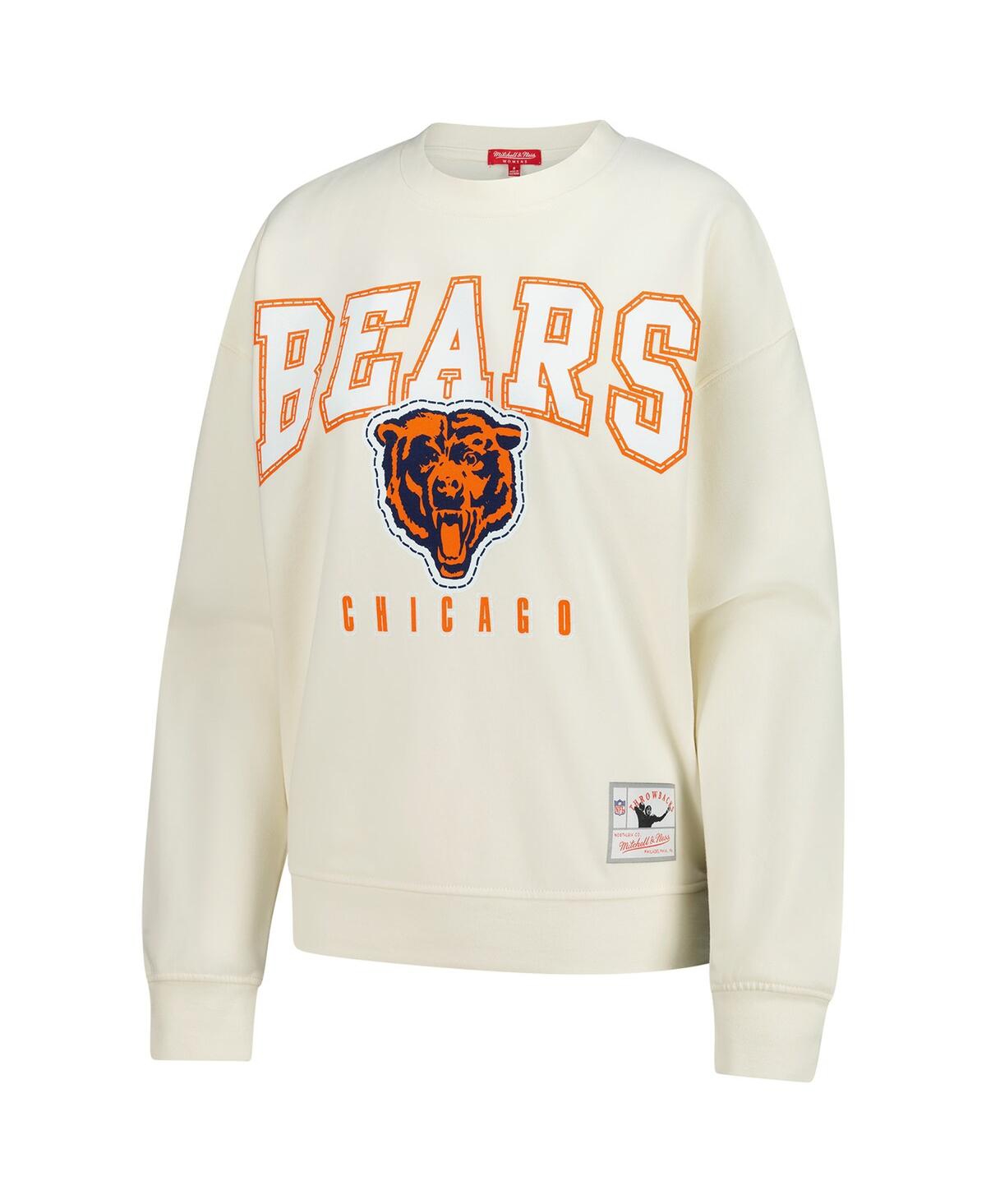 Mitchell & Ness Women's Cream Chicago Bears Fandom Fleece Pullover Sweatshirt In Cream