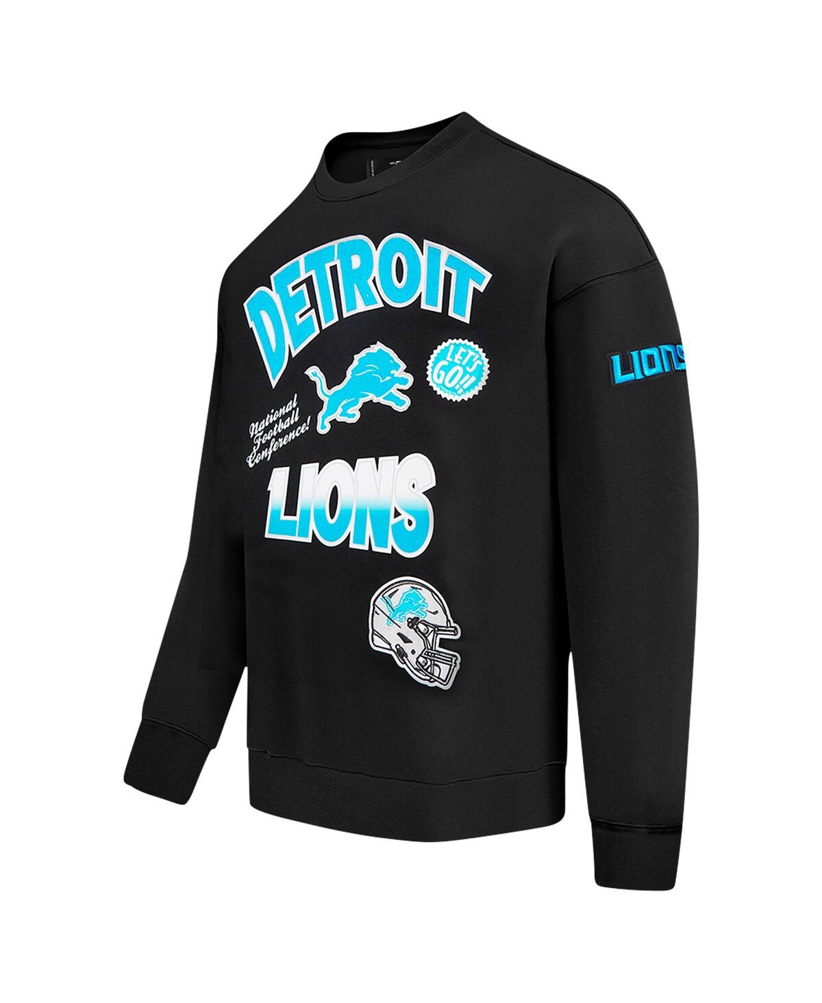 PRO STANDARD MEN'S BLACK DETROIT LIONS TURN IT UP DROP SHOULDER PULLOVER SWEATSHIRT 