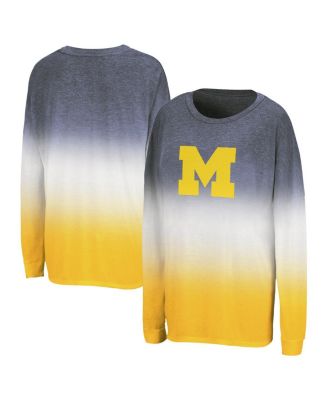 Colosseum - Women's  Navy Michigan Wolverines Winkle Dip Dye Long Sleeve T-Shirt