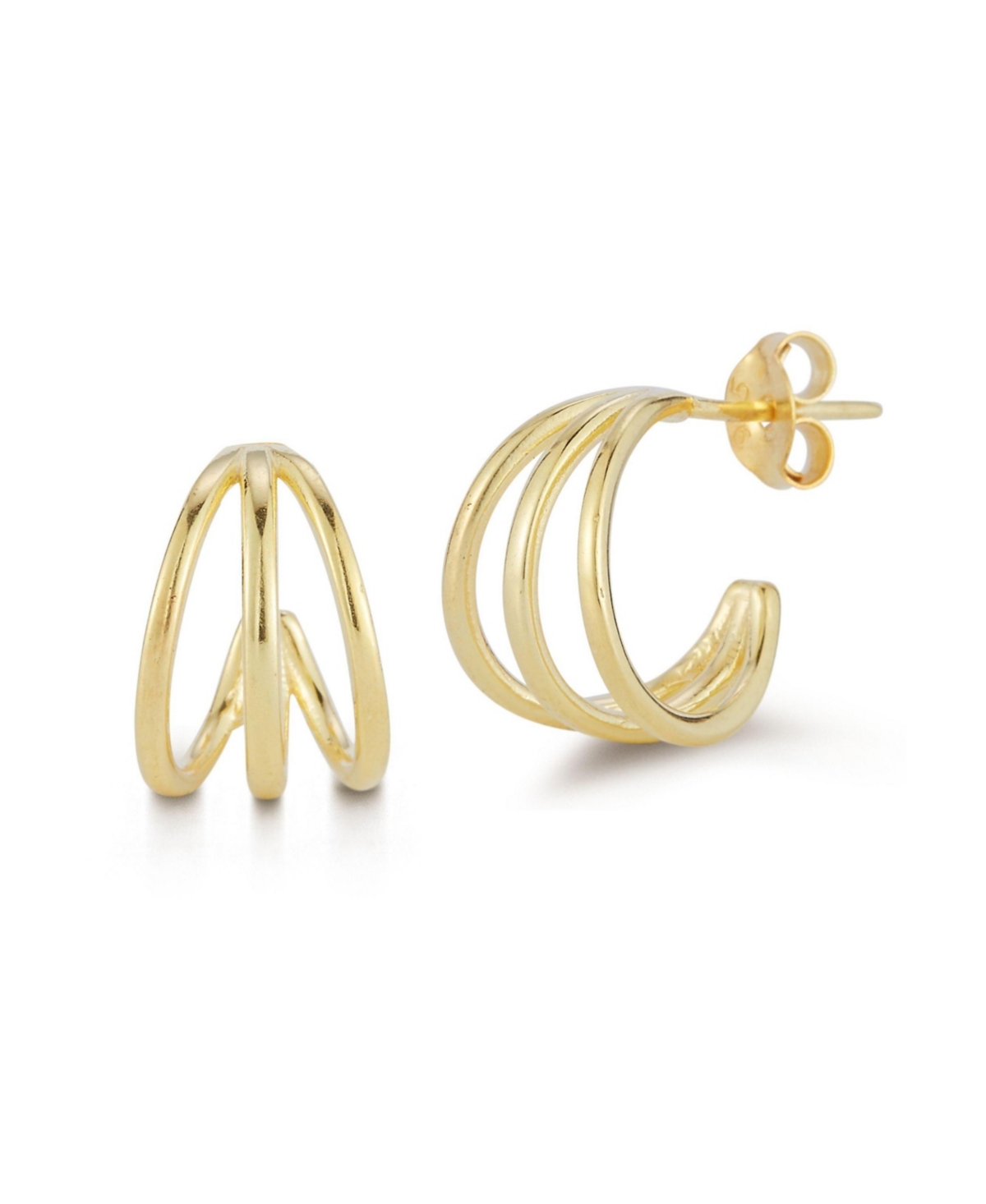 Rachel Zoe 14K Gold Plated Sterling Silver Triple Ring Small Hoop Earrings - Gold