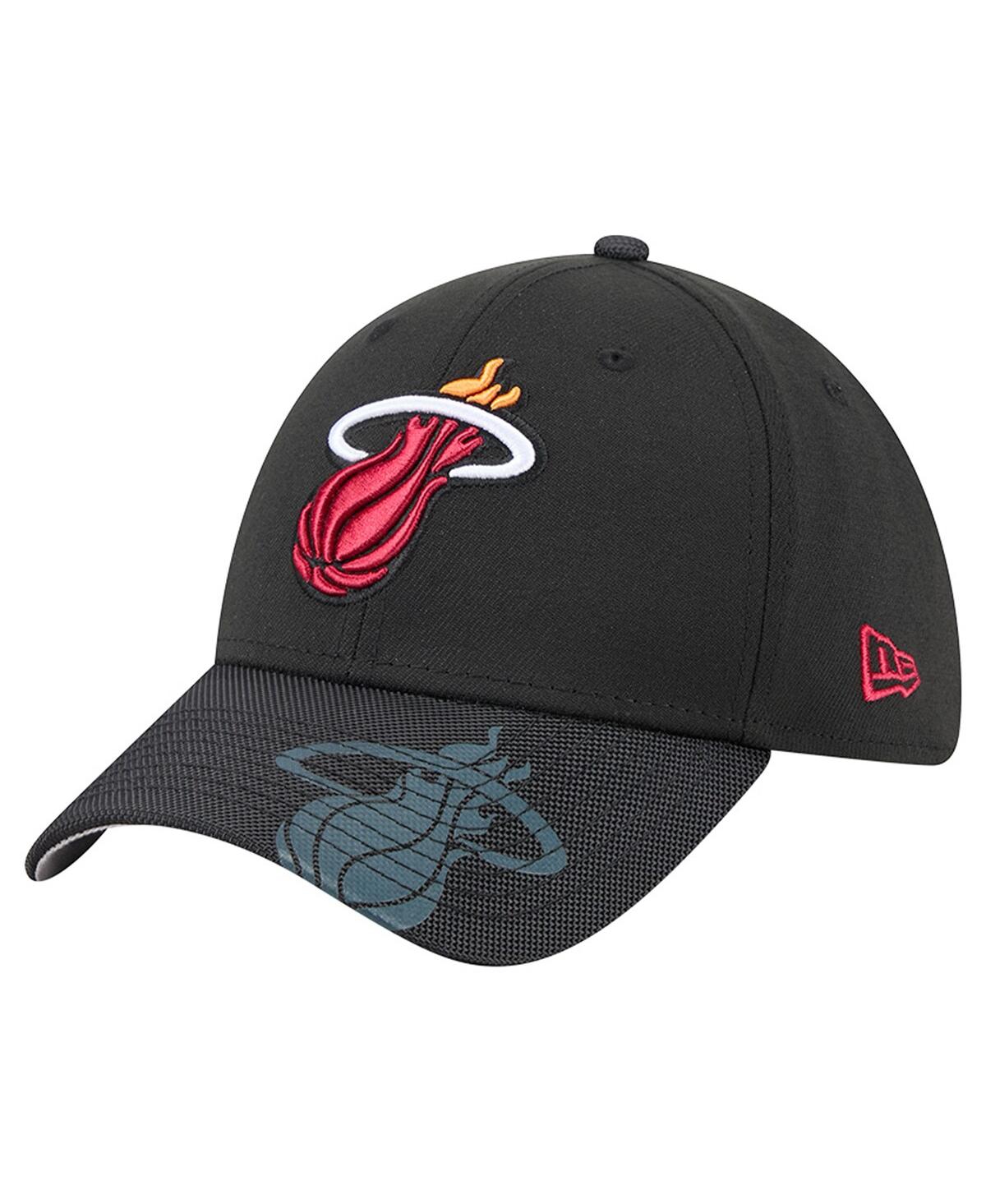 NEW ERA MEN'S BLACK MIAMI HEAT SPORT NIGHT 39THIRTY FLEX HAT 