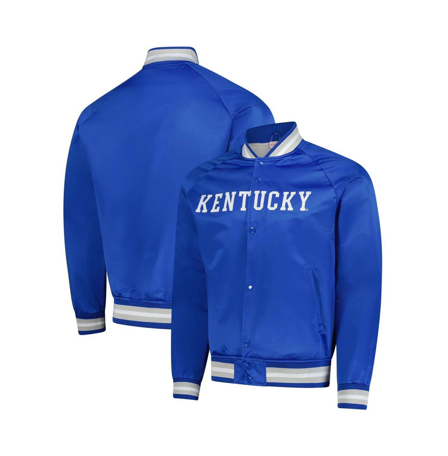 Мужская куртка Mitchell & Ness Royal Kentucky Wildcats Lightweight Satin Raglan Full-Snap — фото 1