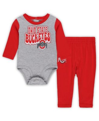 Outerstuff - Baby Boys and Girls Ohio State Buckeyes Double Up Long Sleeve Bodysuit Pant Set
