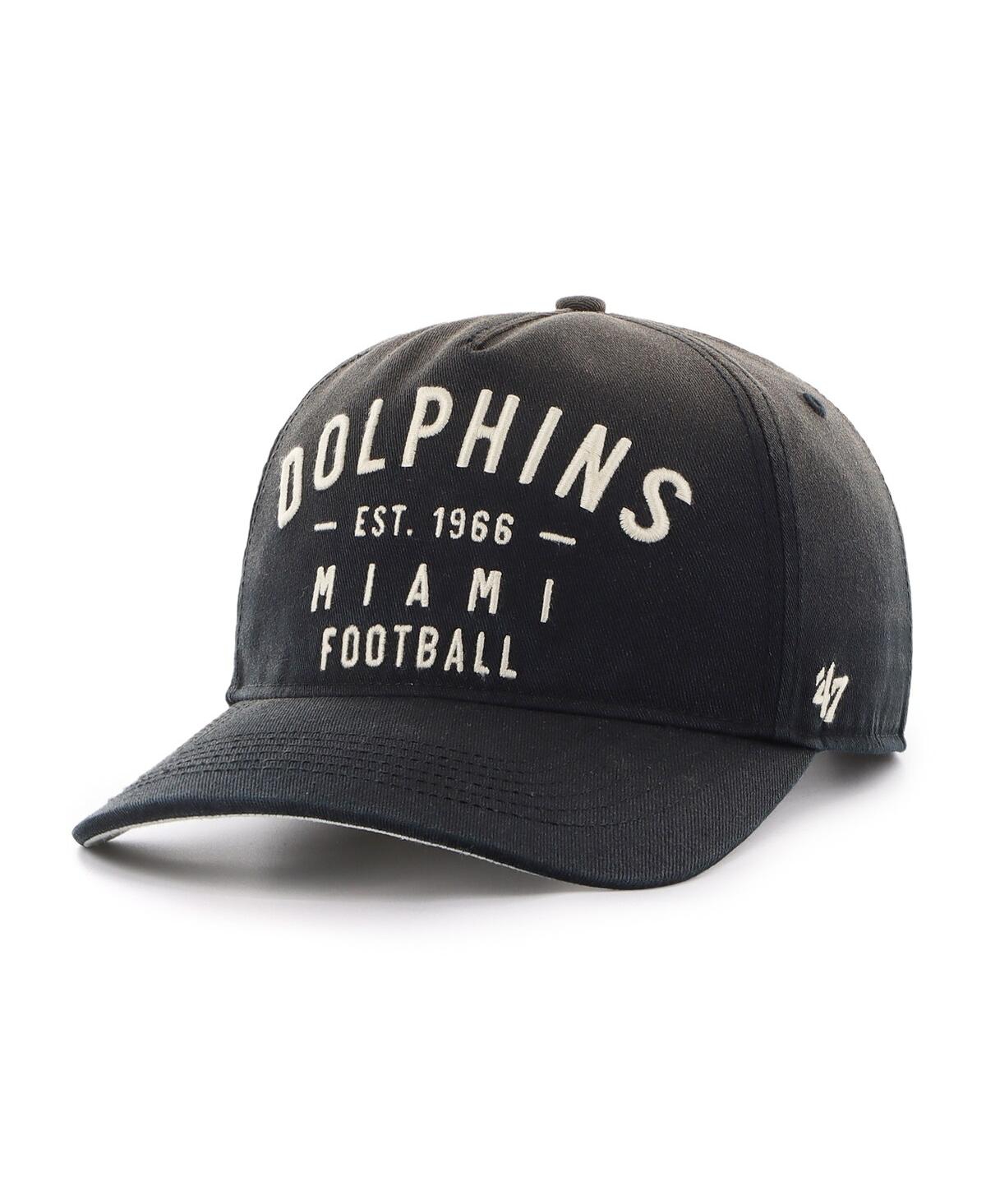 47 Brand Men's Black Miami Dolphins Dusted Laramie Unstructured Hitch Adjustable Hat In Black