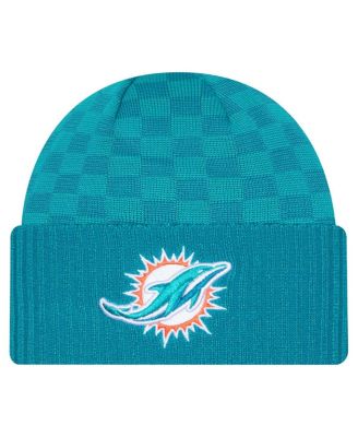 New Era - Men's Aqua Miami Dolphins Checkered Cuffed Knit Hat