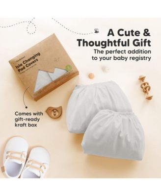 2pk Isla Changing Pad Covers for Girl, Boy, Soft Contoured Diaper Changing Table Pad Cover Sheets Neutral