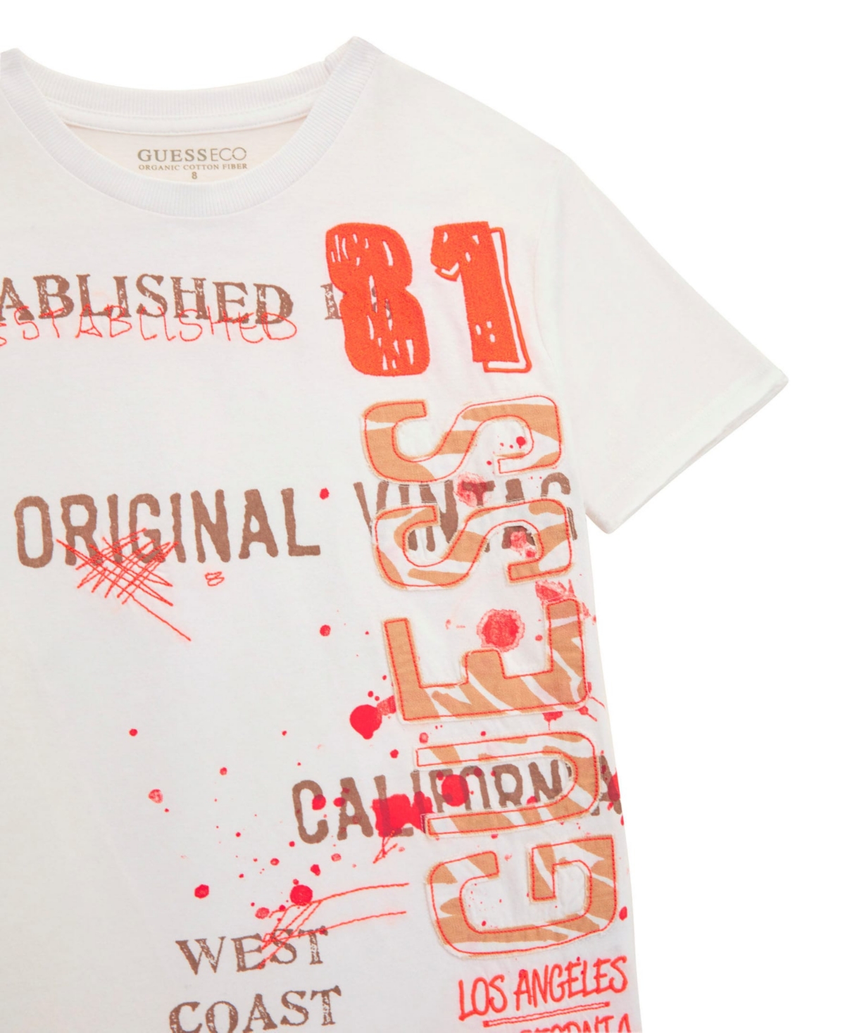 Guess Big Boys Short Sleeve T-shirt In White
