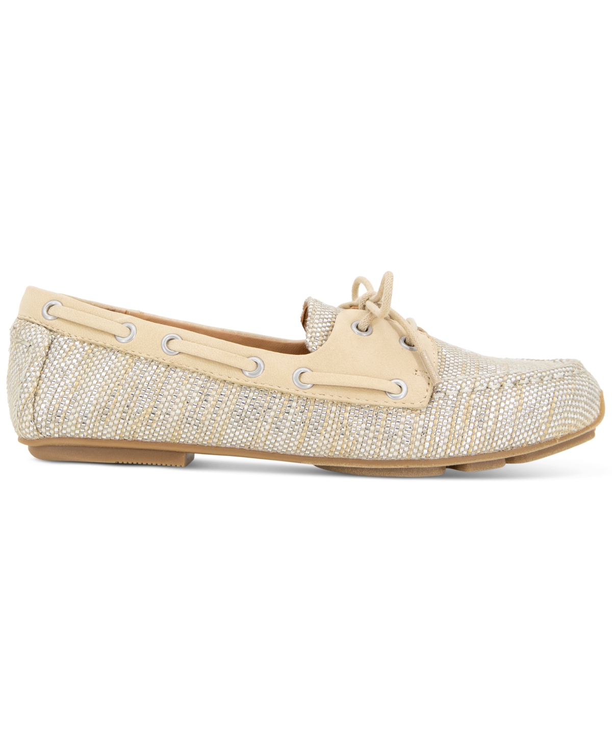 Gentle Souls - Marina Metallic Fabric Boat Shoe In Matte Gold