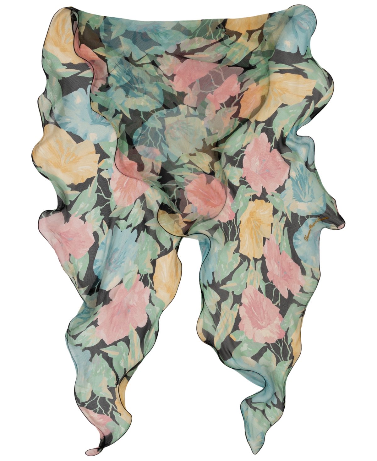 Ralph Lauren Spring Floral Wavy Wrap In Black