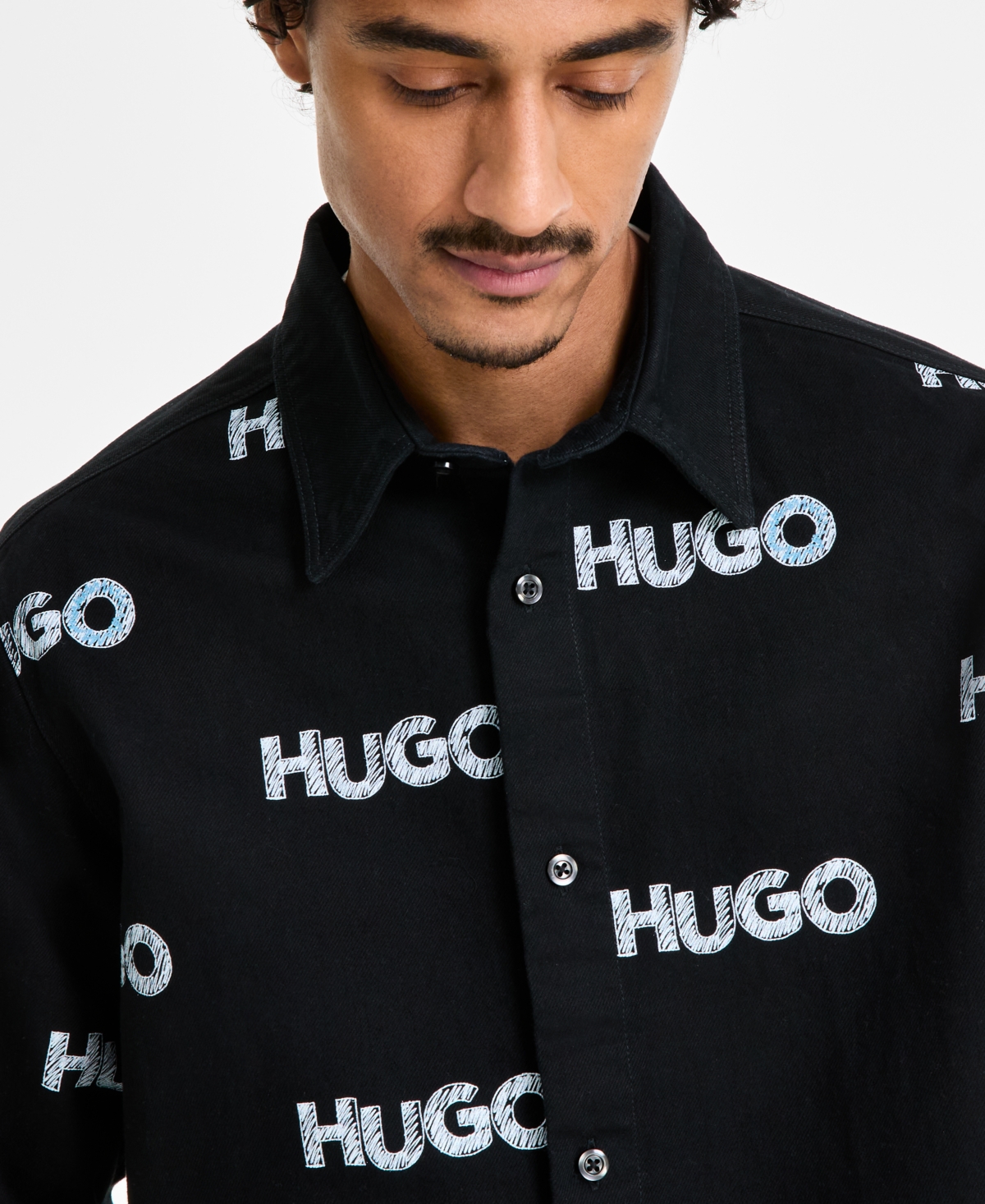 Hugo Boss Hugo By  Men's Oversized-fit Logo Shirt Jacket In Black