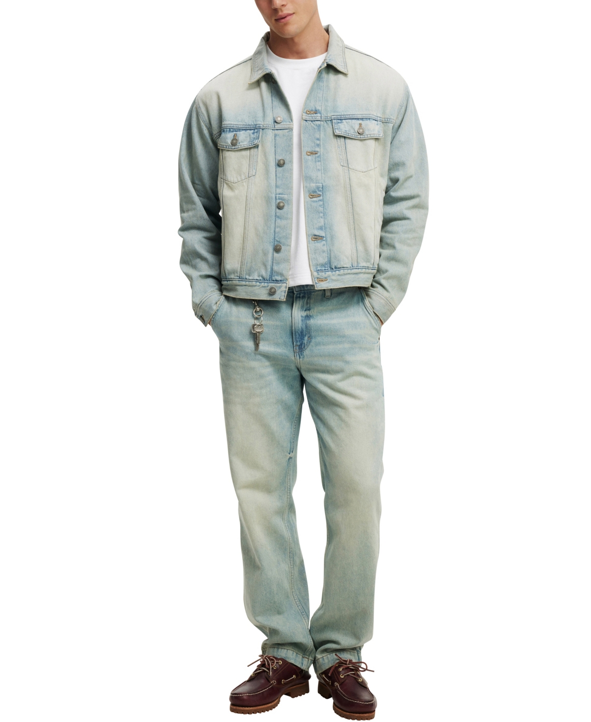 Shop Cotton On Men's Oversized Trucker Jacket In Halen Blue